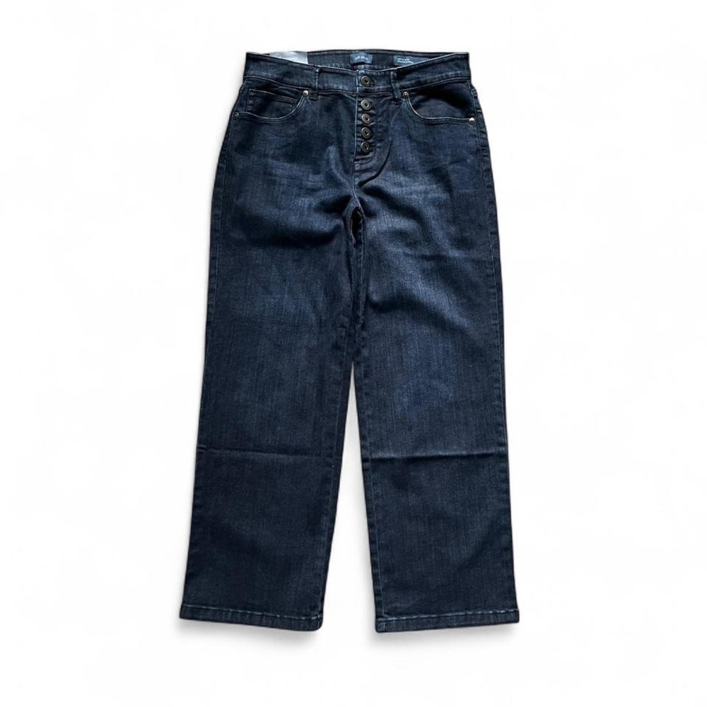 J.Jill Denim High Rise Straight Leg Crop Jeans Sz 4 NWT Dark Wash Button Fly